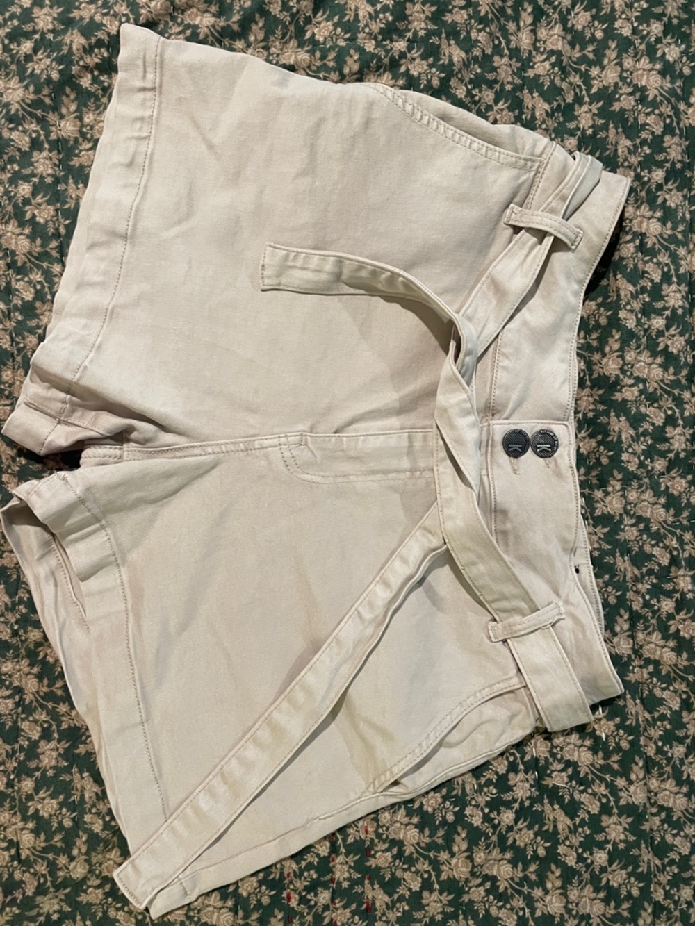 KUT Cream High-Rise Belted Shorts-the Jane